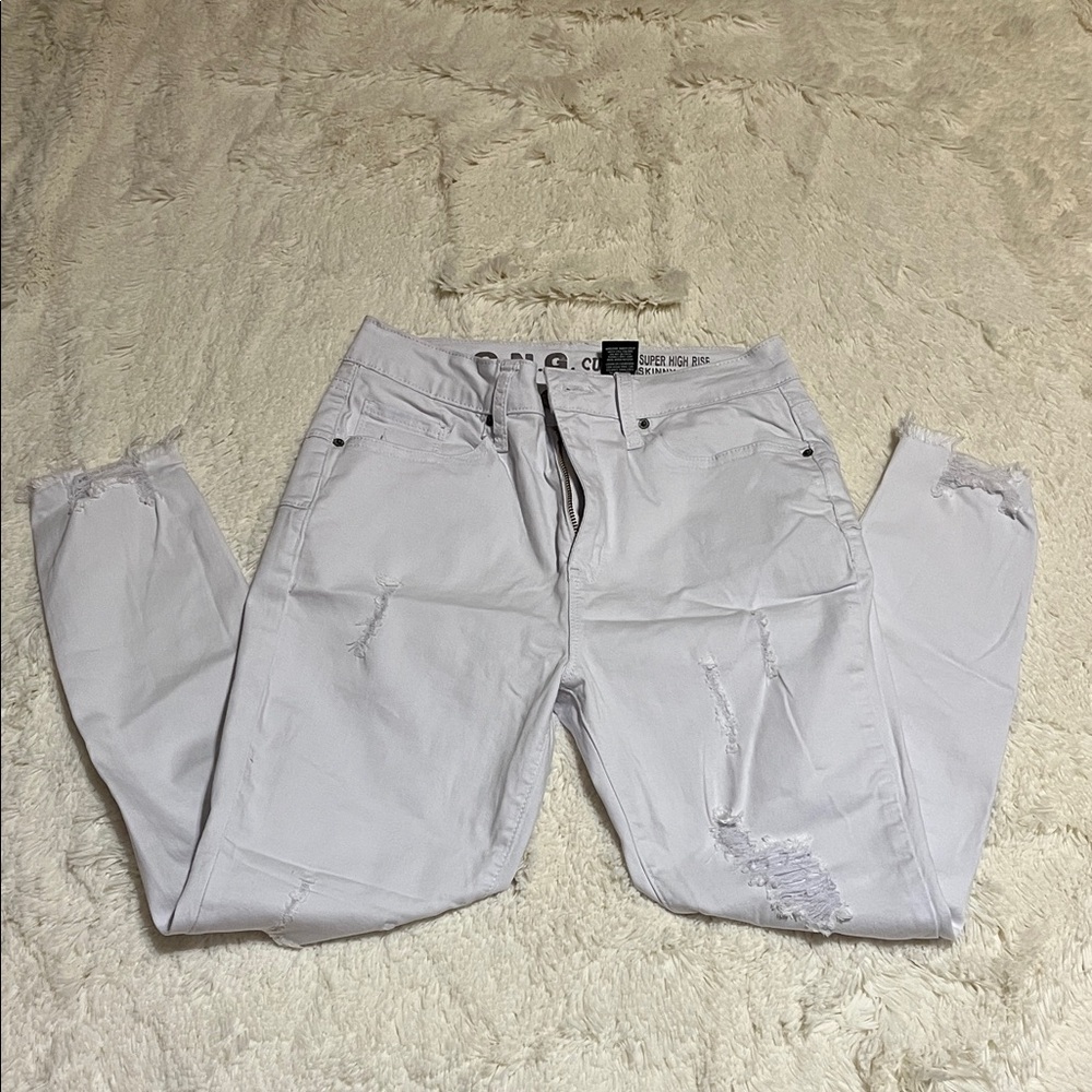 Distressed White Women Jeans